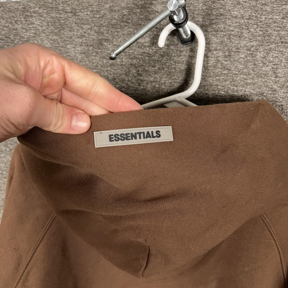 Fear Of God Essentials Hoodie Mens‎ Large Brown Fleece Kangaroo Pocket Pullover - Picture 14 of 15